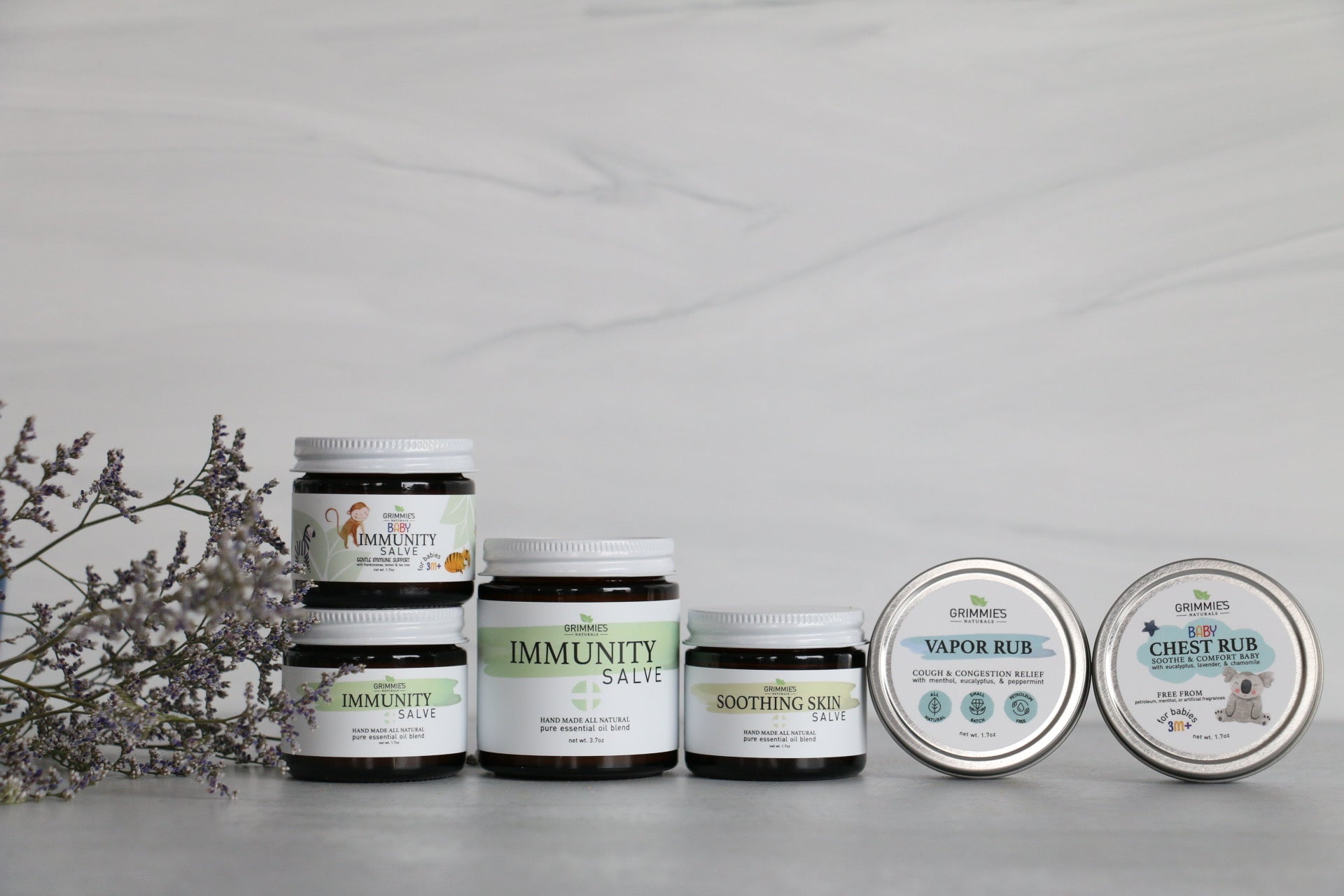 Grimmie's Naturals Products on Natural Background